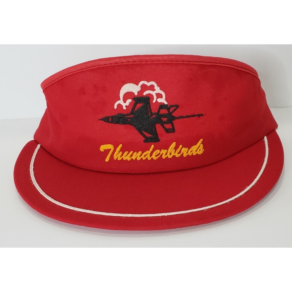 Thunderbirds Jet Pilotโ Fighter Jet Visor Golf Beach Snap Back Hat Rare Vintage